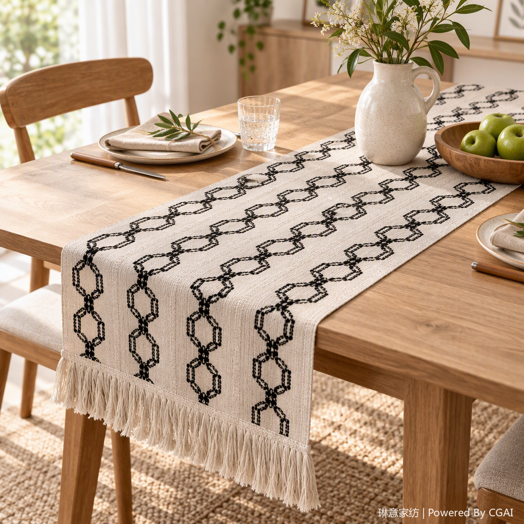 Bandera de mesa venta directa de fábrica bandera de mesa moderna blanco y negro con borlas geométricas porcelana cristal pintura decorativa musulmana marco de foto pintura colgante de bienvenida decoración combinada details Picture