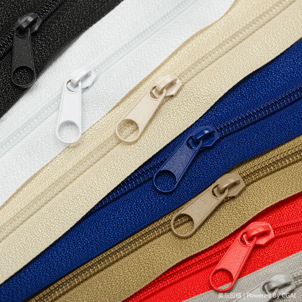High-quality zipper leather textile accessories are durable, fashionable and available in multiple colors, suitable for clothing, luggage and accessories full image