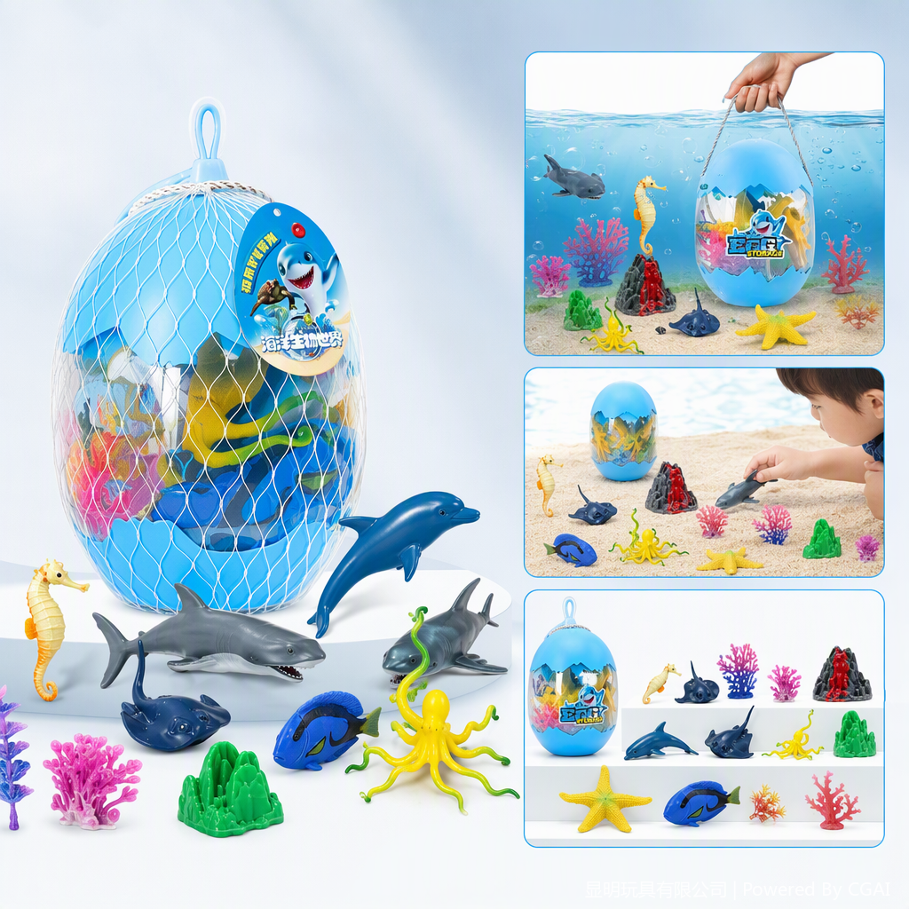 Marine Life World Soft Rubber Storage Egg Toy Set Fun and Educational Children's Gift Box with multiple options available