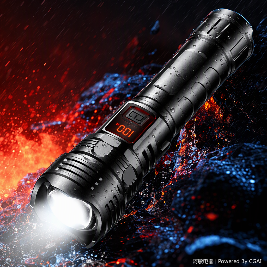 Multi-functional self-defense flashlight, flashlight stick, portable night patrol safety self-defense tool, strong light warning lighting tool details Picture