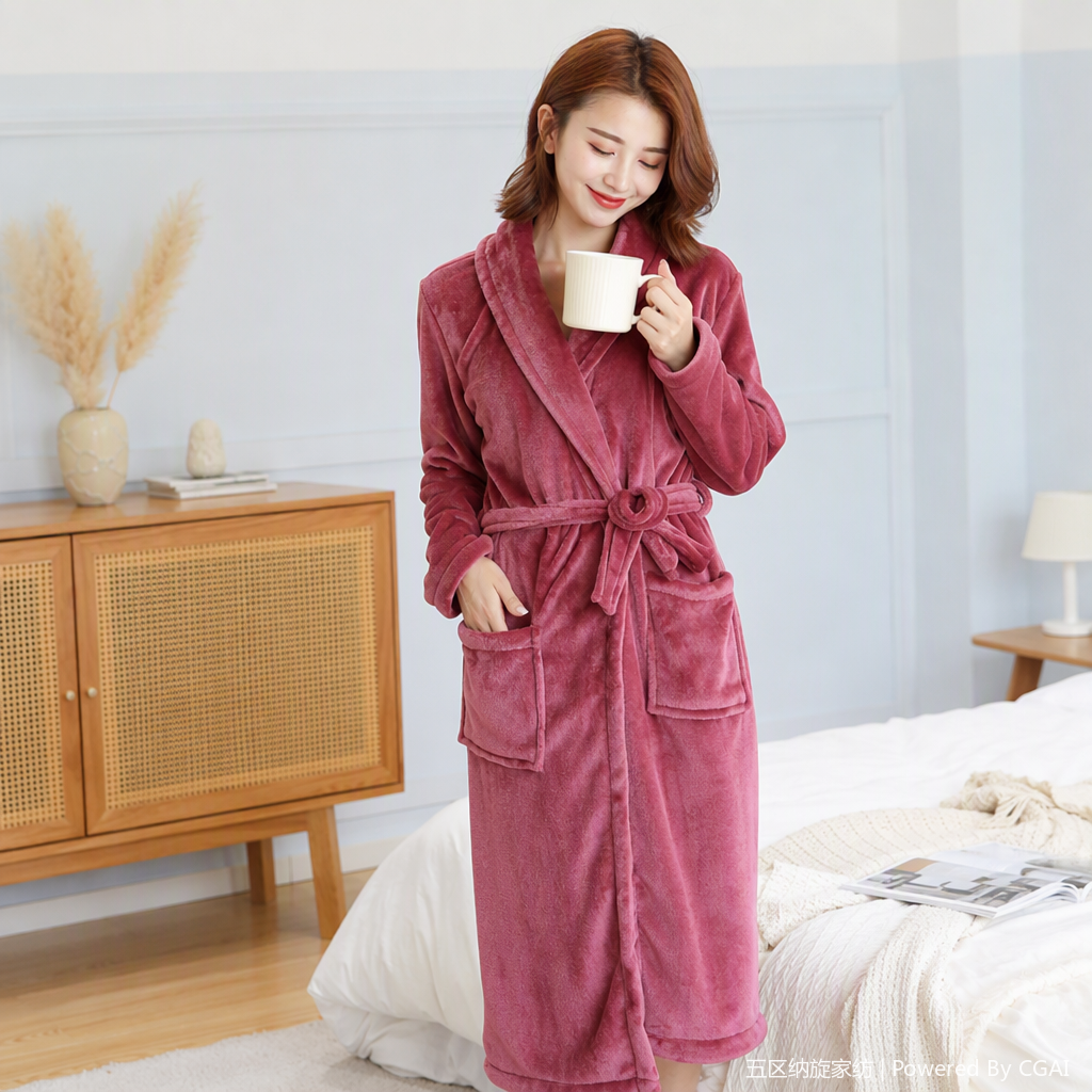 Five female models showcased multi-color suede bathrobes, hotel supplies and moxibustion suits, providing a comfortable experience. Best-selling styles are sold directly by the manufacturer details Picture