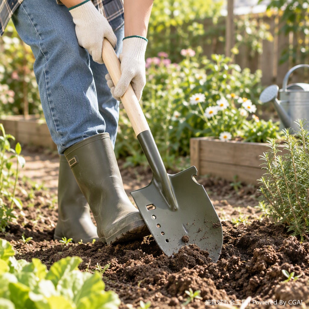 Multi-functional agricultural shovel, hand-held shovel, gardening earthwork excavation tool, durable and corrosion-resistant, essential for home gardening Application Scenario