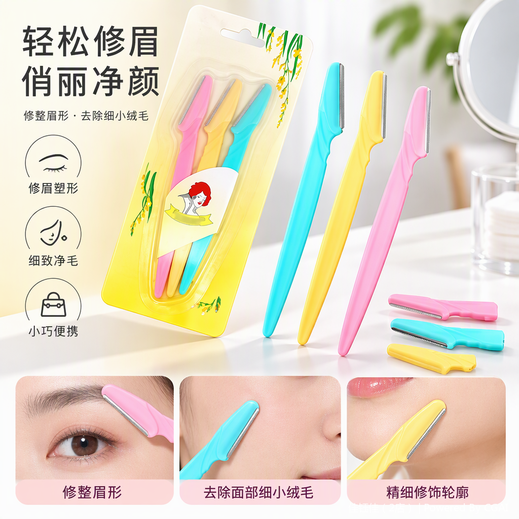 Professional eyebrow shaping knife, eyebrow clipper and eyebrow clip set, multi-functional beauty tool set, essential for details and makeup details Picture