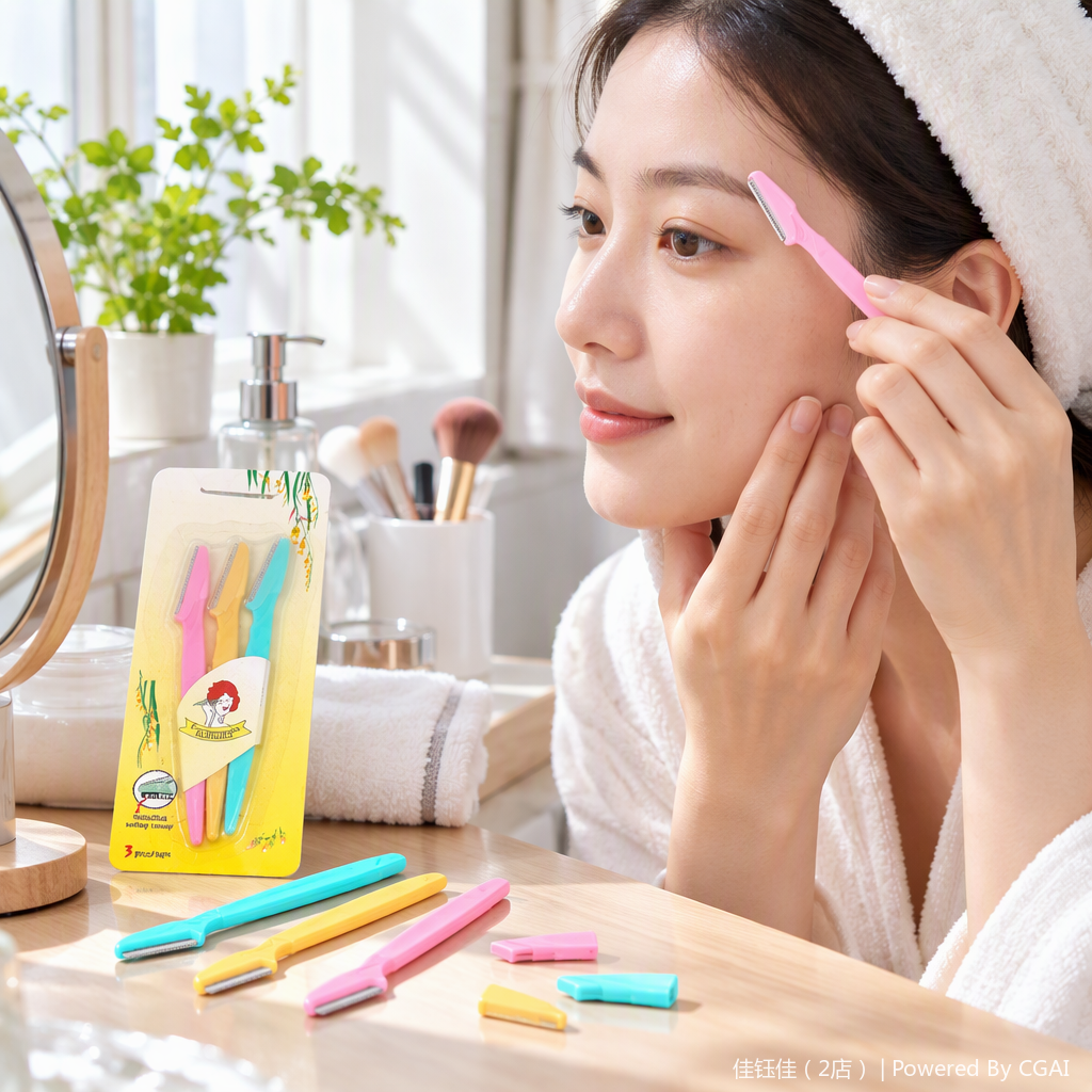 Professional eyebrow shaping knife, eyebrow clipper and eyebrow clip set, multi-functional beauty tool set, essential for details and makeup Specification image