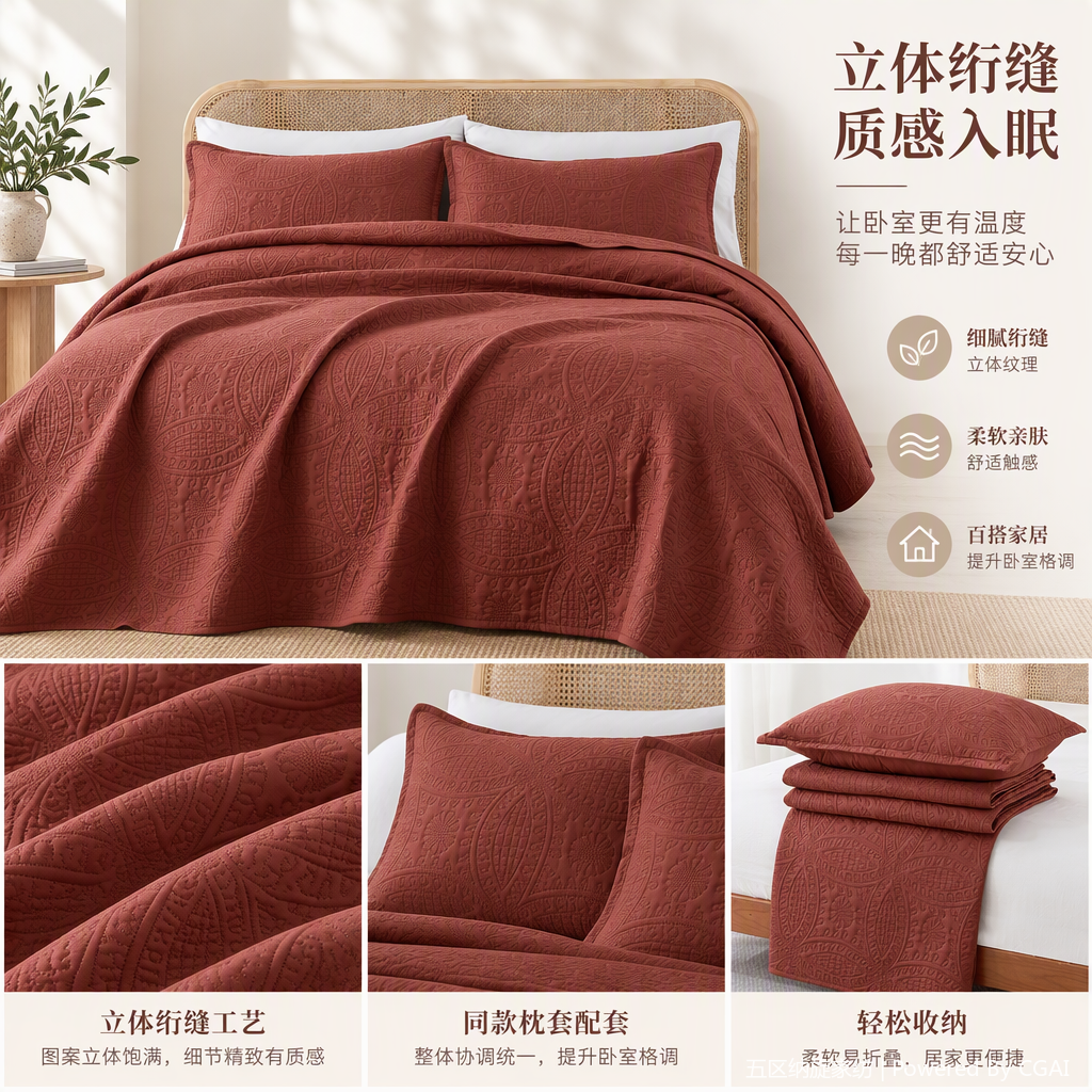 Simmons rust-red quilted pattern bed cover mattress compression care thickened multi-functional mattress products factory direct sales