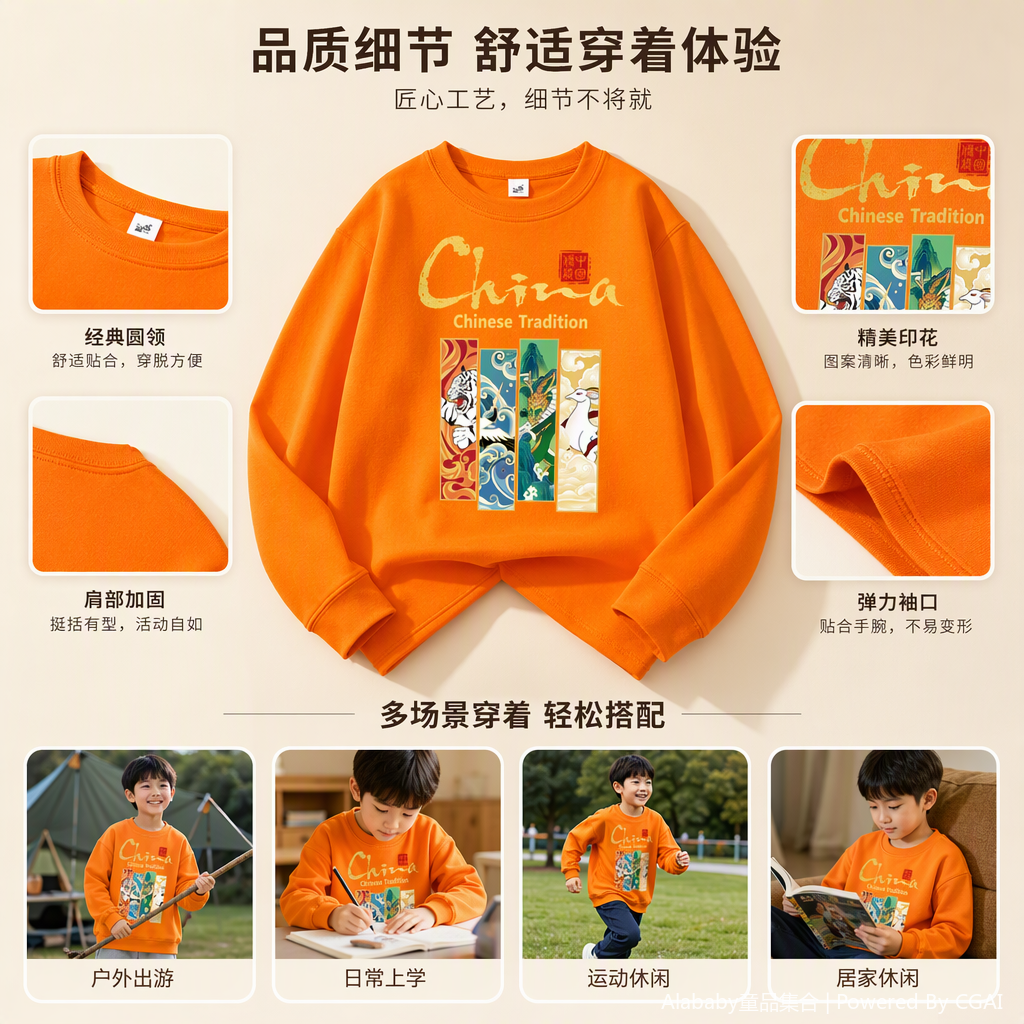 Comfortable and warm children's sweatshirt, spring and autumn cartoon printed children's clothing, casual sports top, baby children's sweatshirt, trendy style