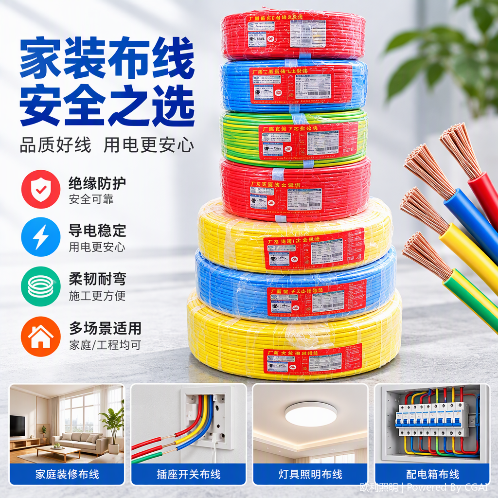High-quality and durable power cord, multi-core electrical wiring, safe and reliable, household and industrial cable Item Picture