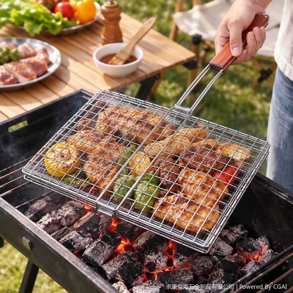 Multi-functional portable barbecue rack, barbecue utensils, stainless steel barbecue mesh, outdoor barbecue wonder, skewer rack, grill accessories Item Picture