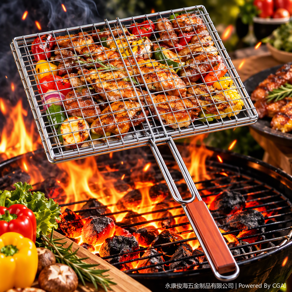 Multi-functional portable barbecue rack, barbecue utensils, stainless steel barbecue mesh, outdoor barbecue wonder, skewer rack, grill accessories Specification image