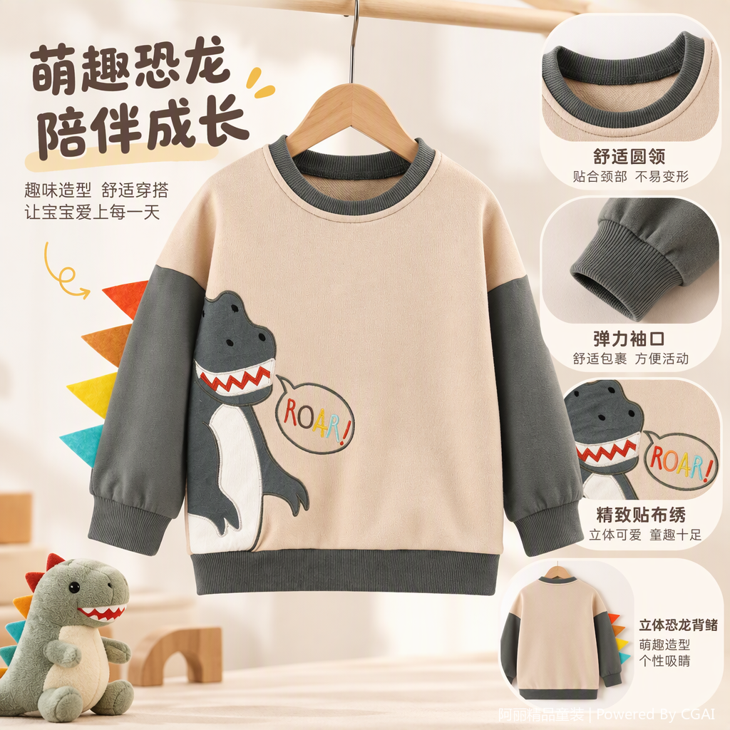 Children's casual sweatshirt, spring and autumn style, baby cartoon long-sleeved top, children's sportswear, children's sweatshirt, trendy and versatile details Picture
