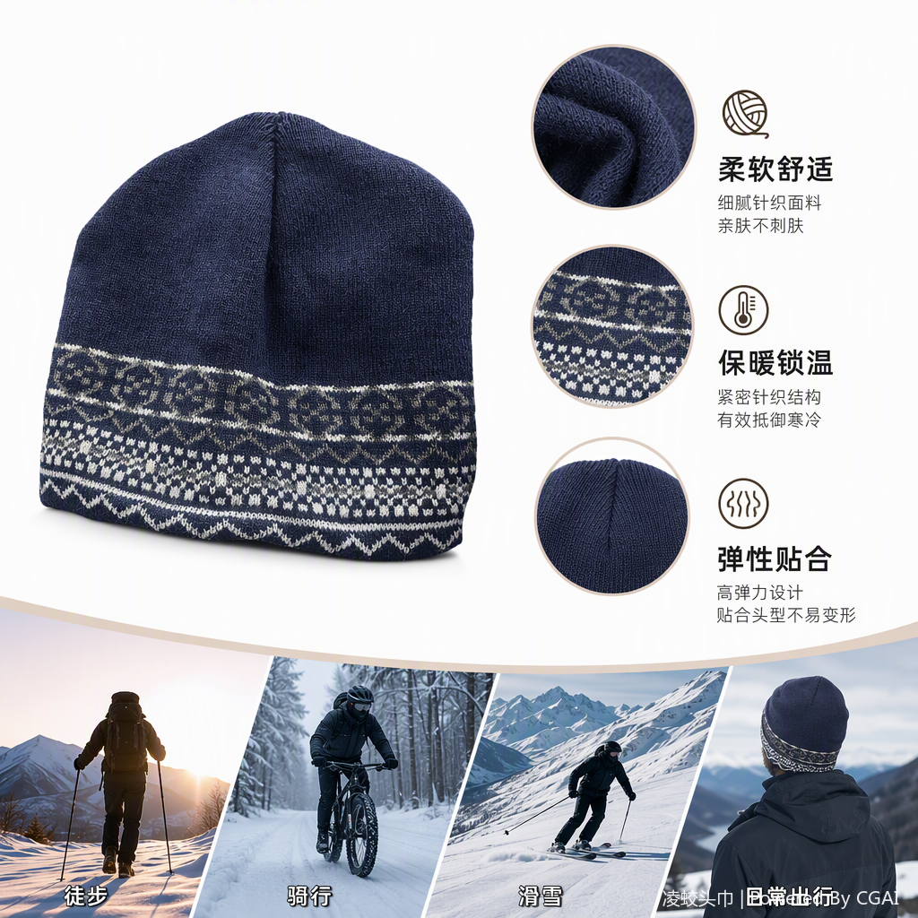 Fashionable and warm dark blue knitted woolen hat, a versatile and trendy hat for both men and women in autumn and winter, a must-have for the season