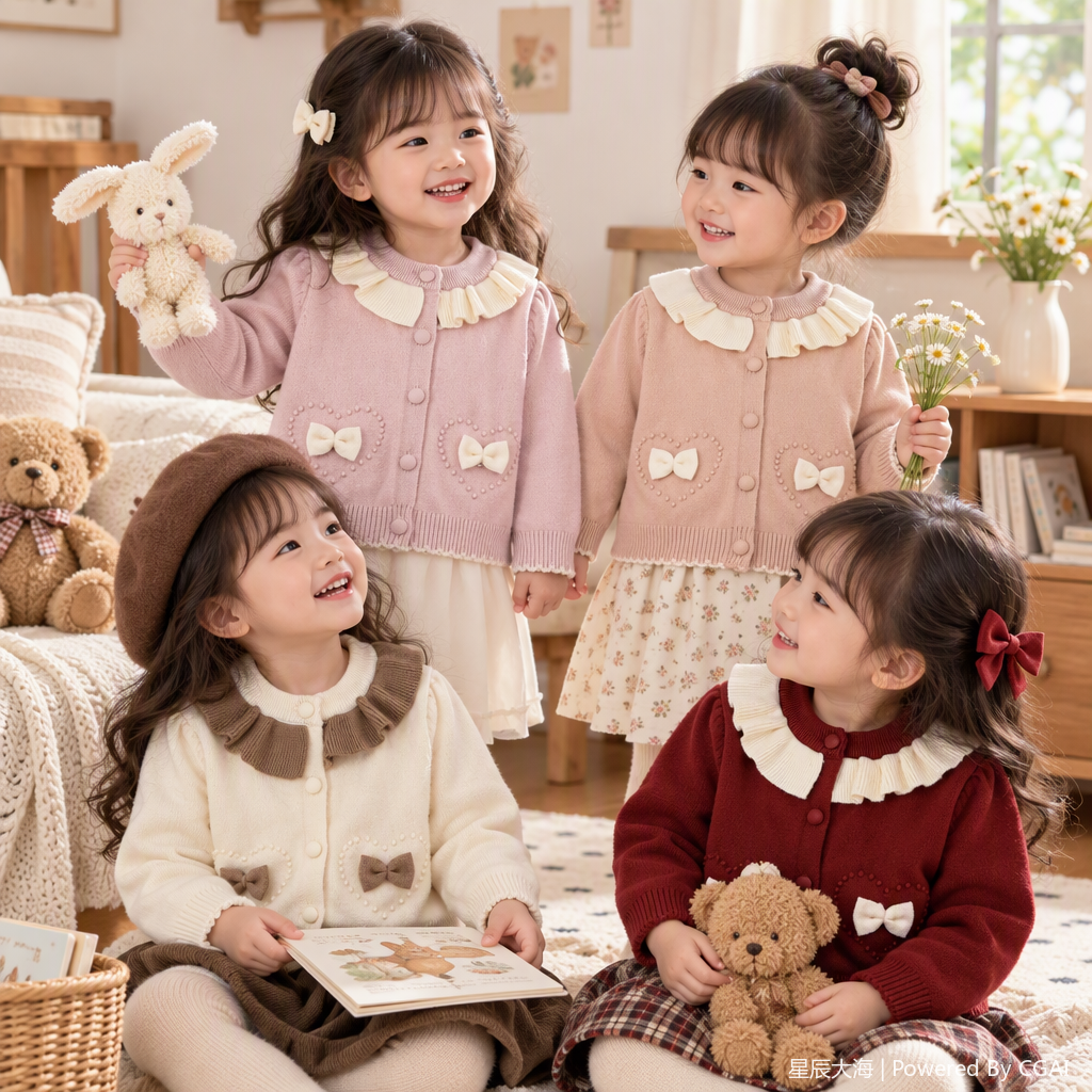 Cute cartoon children's knitted sweater, new autumn and winter baby warm top, children's clothing, children's style knitted sweater Item Picture