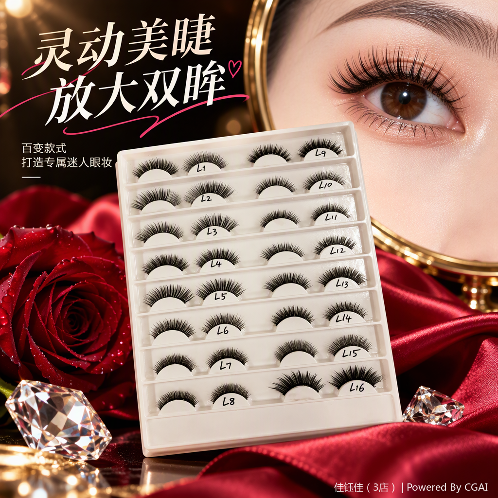 Natural thick false eyelash makeup tool, long-lasting, slender and thick natural makeup look, suitable for multiple styles Item Picture