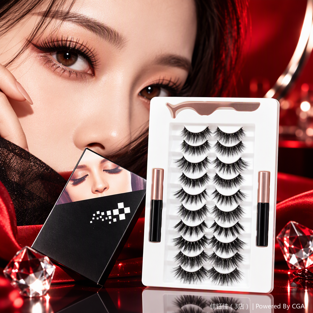 Natural thick false eyelashes last long without smudge. Beauty tools enhance the eye makeup effect. Natural curling styles are available for selection