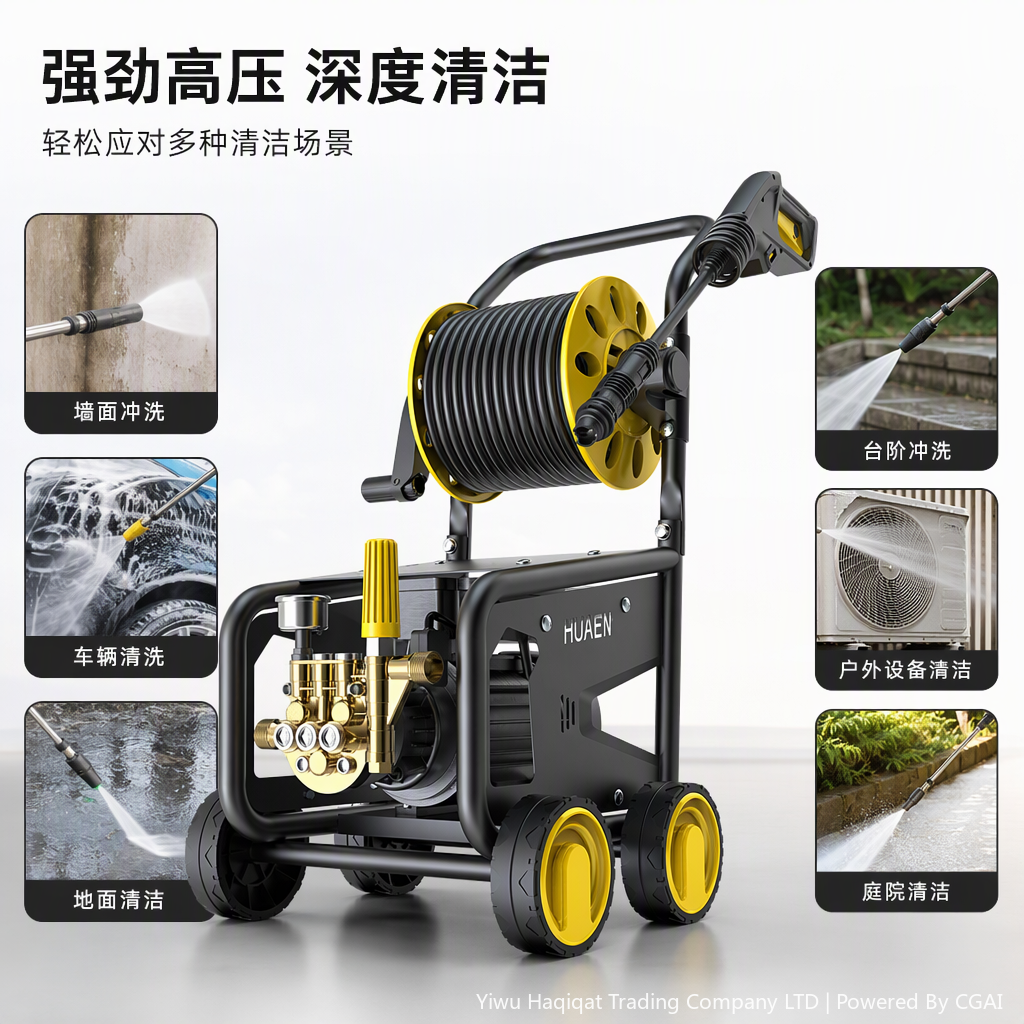 Multi-functional high-pressure water flow cleaning machine, high-efficiency and powerful car washing equipment for household vehicles, portable high-pressure cleaner Application Scenario