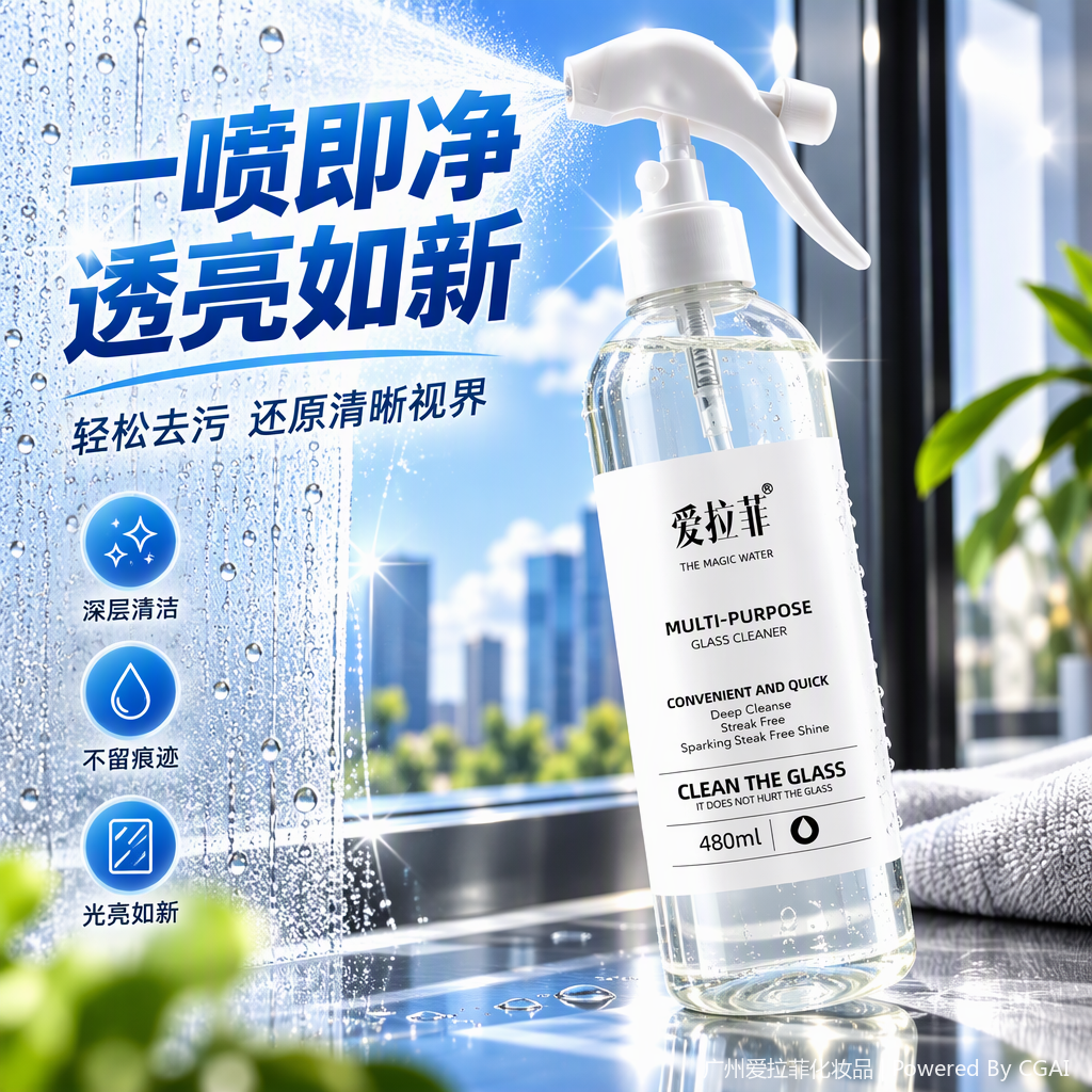 Multi-functional grease-removing glass cleaner  Application Scenario