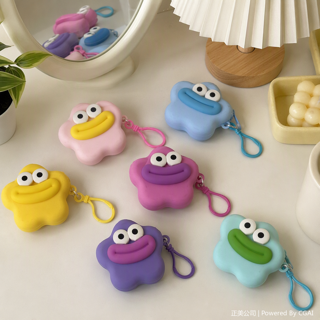 Colorful Card Tong Star-shaped silicone coin Purse, six creative, cute and portable coin bags, student card cases, children's gifts details Picture