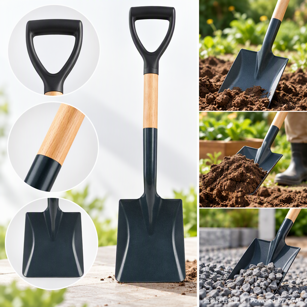 The multi-functional agricultural shovel has a sturdy and durable handle, making it an ideal tool for field gardening and construction. It is a perfect tool for soil excavation and digging Application Scenario