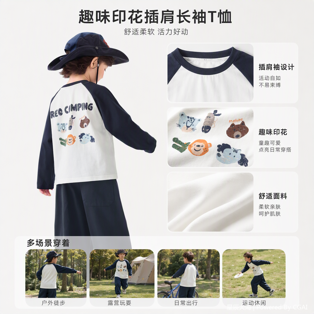 Cute cartoon printed children's short-sleeved T-shirt, pure cotton children's summer casual sports top for babies Application Scenario