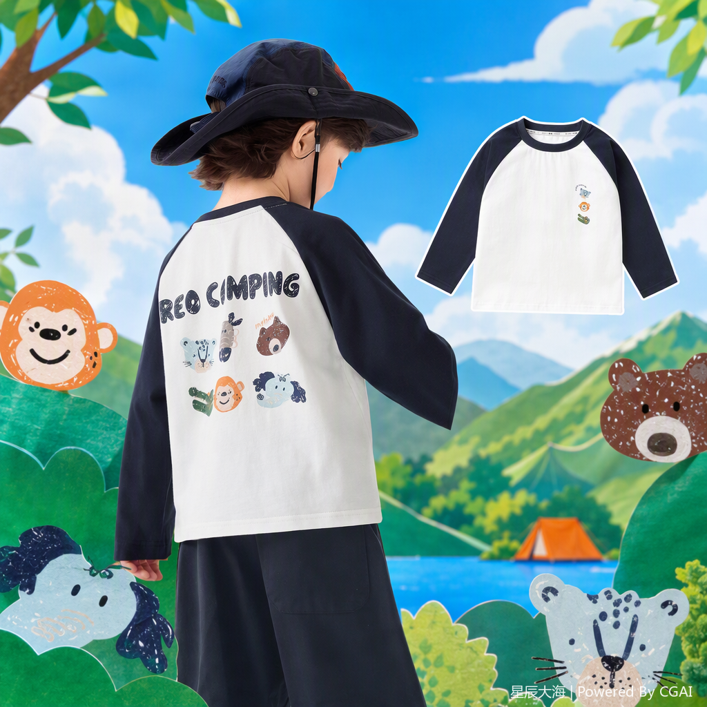 Cute cartoon printed children's short-sleeved T-shirt, pure cotton children's summer casual sports top for babies Item Picture