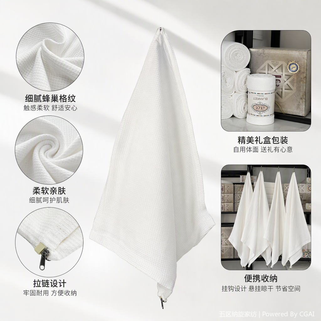 威雅达拉舍尔儿童毛毯白色加厚柔软保暖小毛毯适用婴幼儿床品加厚棉毛巾不带挂钩礼盒包浴巾纯棉库存处理厂家详情1