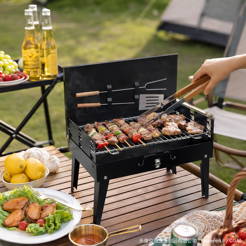Multi-functional portable barbecue grill, household outdoor barbecue rack, skewer tools, barbecue supplies, grill accessories details Picture