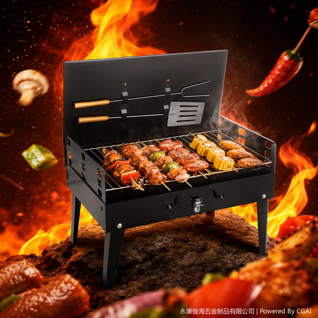 Multi-functional portable barbecue grill, household outdoor barbecue rack, skewer tools, barbecue supplies, grill accessories Item Picture