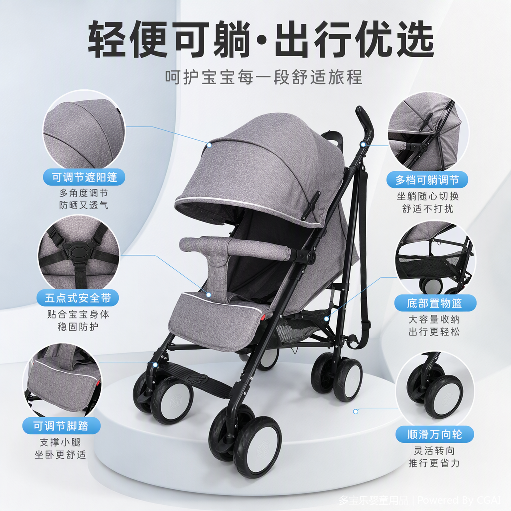 Multi-functional baby stroller, lightweight folding stroller, baby seat, infant stroller, children's stroller products details Picture