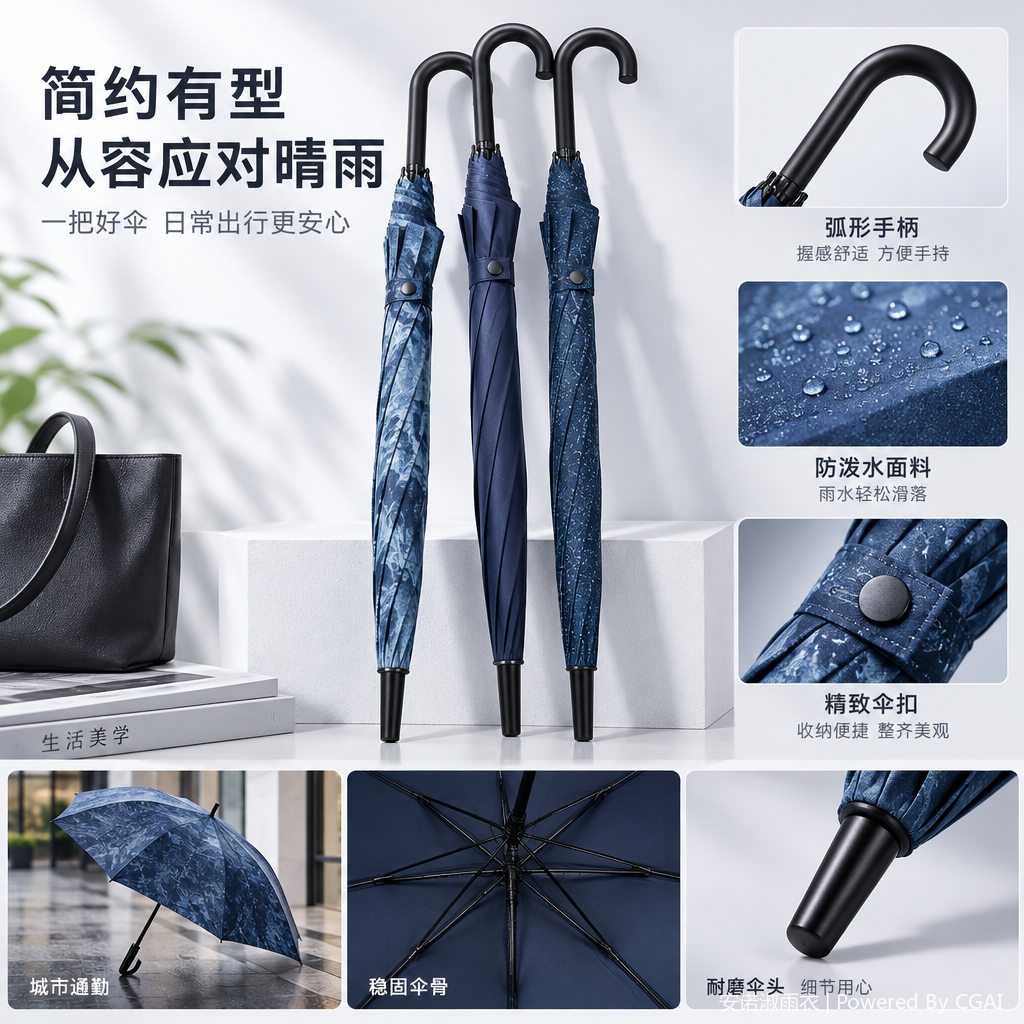 This multi-functional windproof, sunshade and rainproof portable umbrella is lightweight, durable and suitable for both sunny and rainy days. It is designed for adults and children Specification image