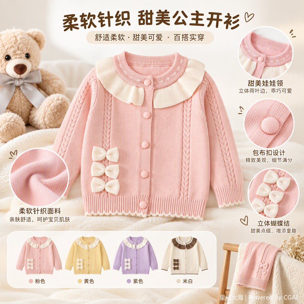 Children's autumn and winter knitted sweaters, baby pure cotton long-sleeved warm tops, fun and cute, with a variety of styles Specification image