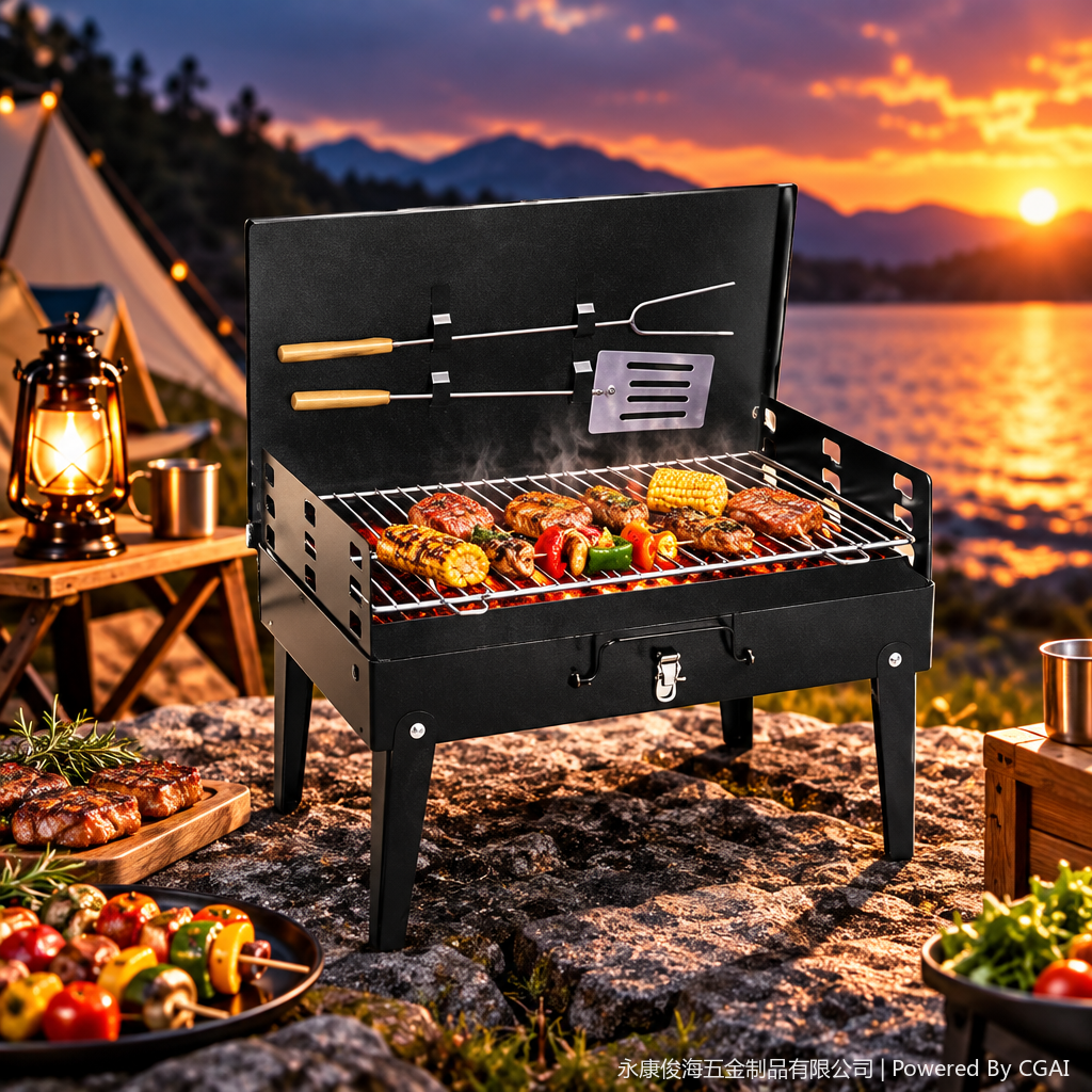Multi-functional portable barbecue grill, household outdoor barbecue rack, skewer tool, barbecue accessories, heat-resistant and durable Multi-functional portable barbecue grill, household outdoor barbecue rack, skewer tool, barbecue accessories, heat-resistant and durable