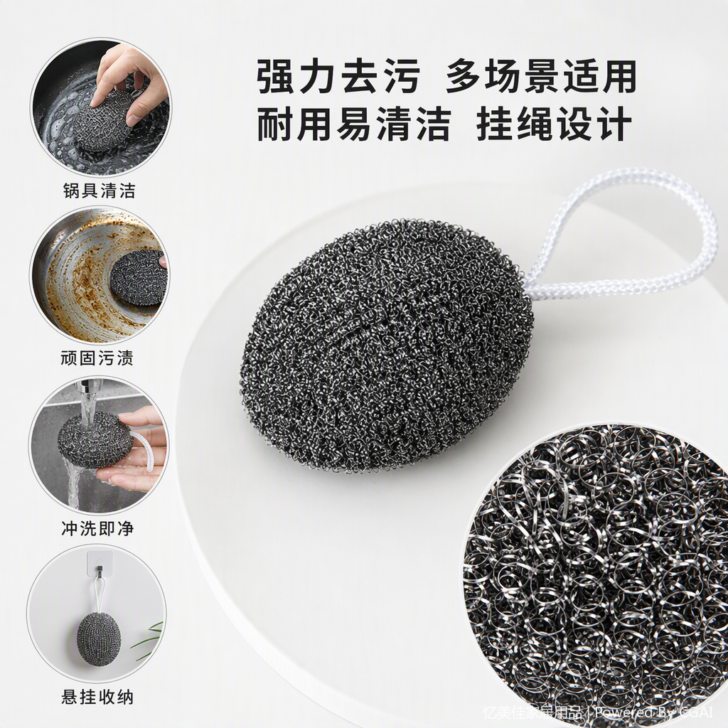 Multi-functional household cleaning balls, kitchen and bathroom dishwashing, wiping, decontamination and cleaning tools Specification image