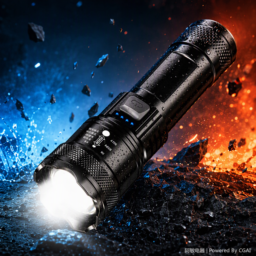 Multi-functional portable flashlight, special lighting fixture for home and outdoor emergency lighting, waterproof and shockproof, rechargeable handheld lamp