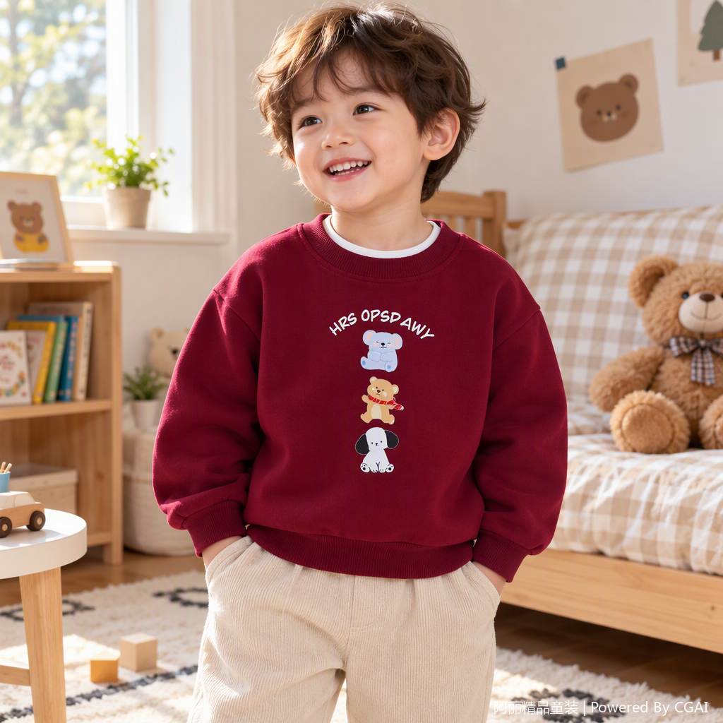 Cute cartoon printed children's sweatshirt for autumn and winter, warm top for babies, casual and sporty children's sweatshirt Application Scenario