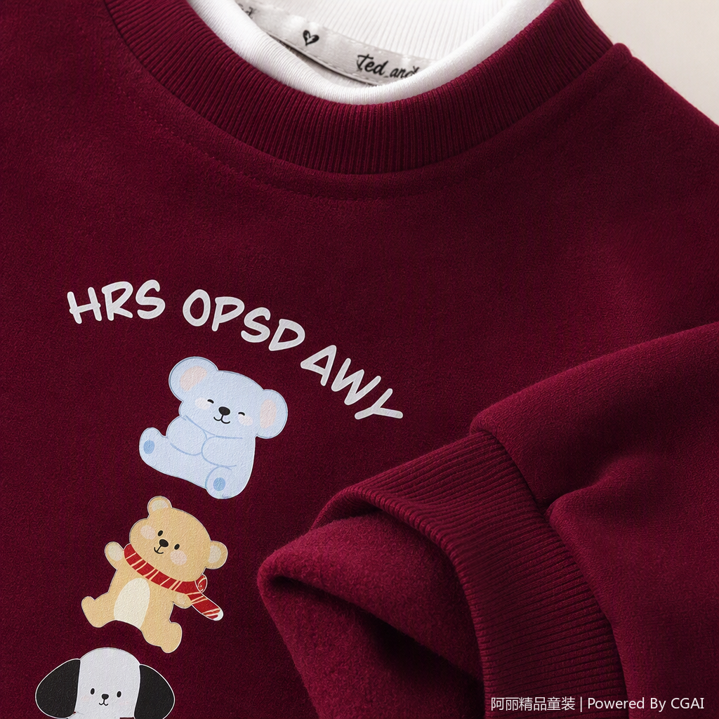 Cute cartoon printed children's sweatshirt for autumn and winter, warm top for babies, casual and sporty children's sweatshirt Item Picture