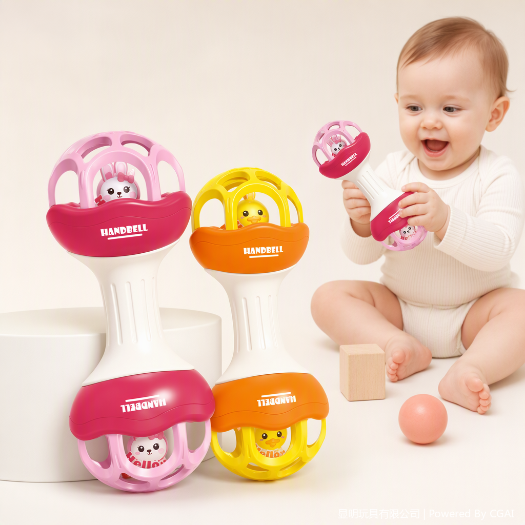 Cute soft rubber DUMBBELL ball FUNNY DUMBBELL RATTLE toy Children's finger grasping intelligence toy baby early education enlightenment