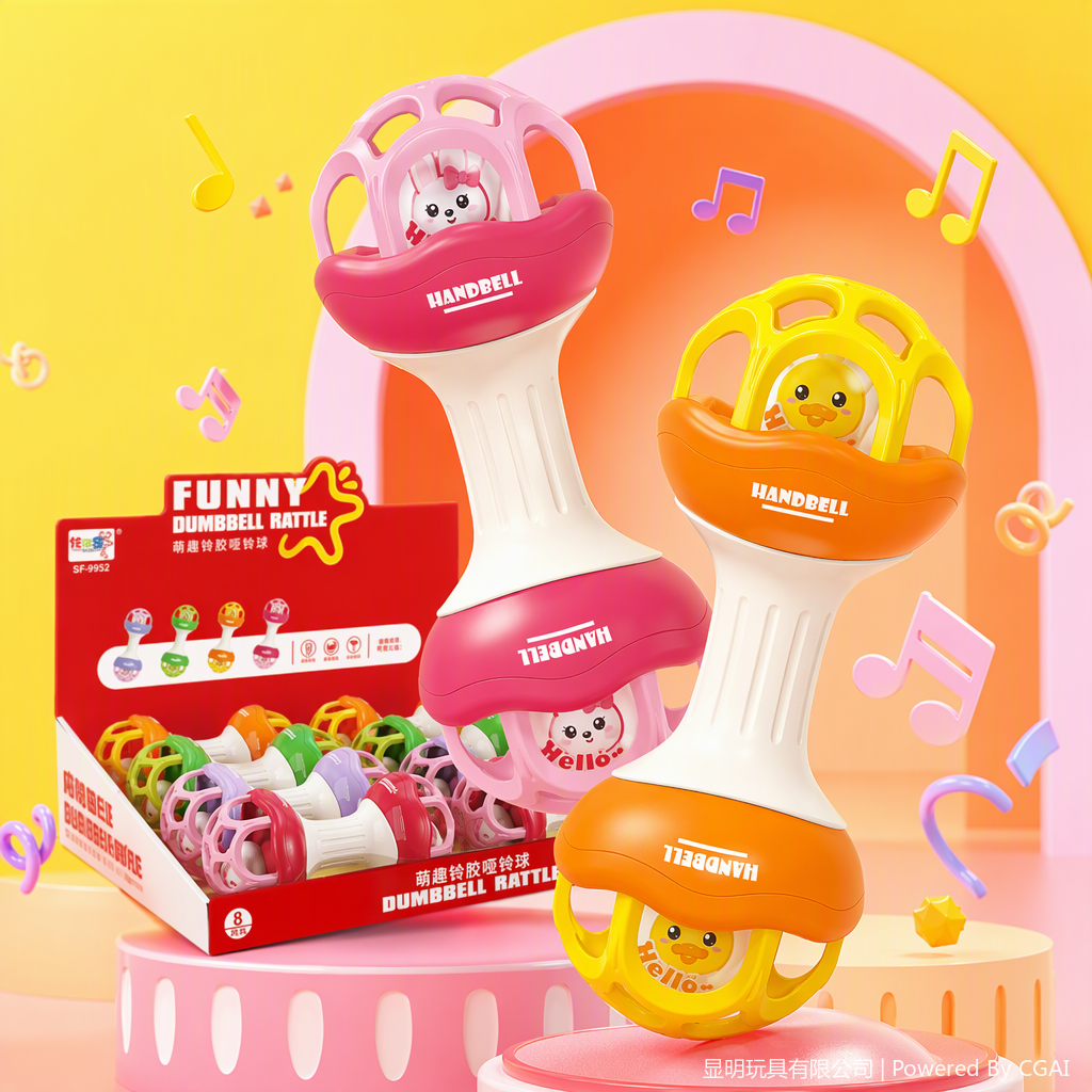 Moe FUNNY soft glue DUMBBELL RATTLE juguetes para niños finger grip puzzle juguetes para bebés iniciación temprana Specification image