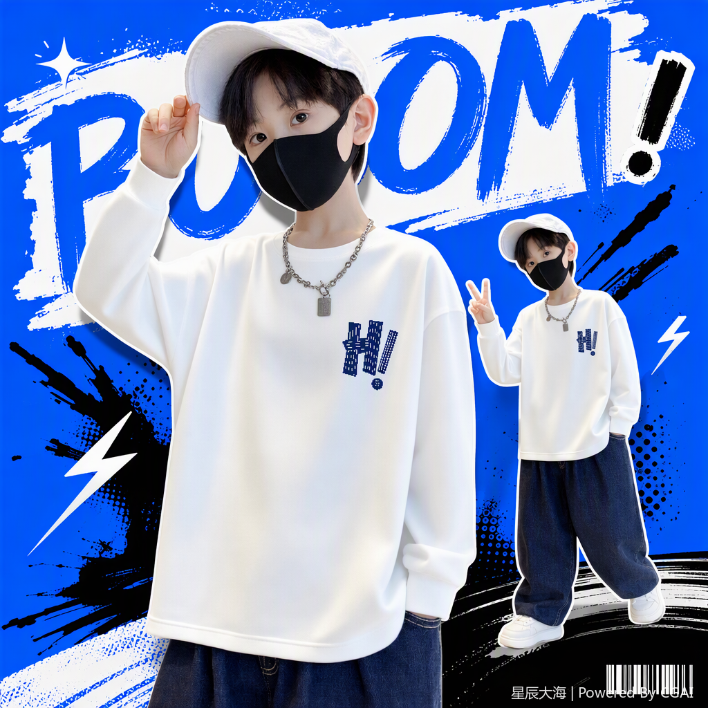 Cartoon printed children's sweatshirt, new autumn and winter style, Bao Bao warm top, children's casual and sporty children's sweatshirt, trendy style details Picture