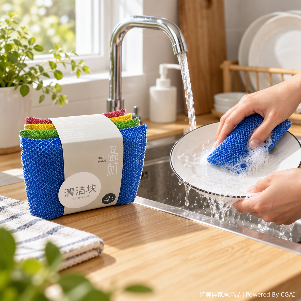 Multi-functional sponge sponge, kitchen dishwashing cloth, household cleaning supplies, durable, soft and practical, essential for daily necessities Specification image