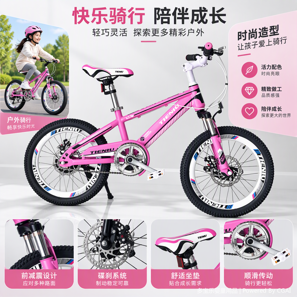 Children's cartoon color bicycle wheel sets, safe and durable cycling equipment, children's cycling supplies Application Scenario