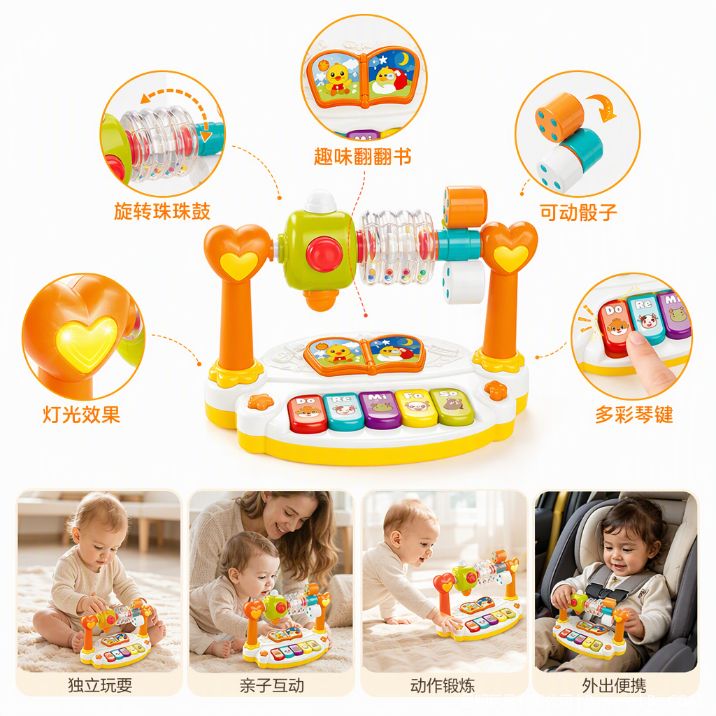 Children's multi-functional rotating electronic organ toy, music learning, intelligence and early education gift, suitable for children over 3 years old