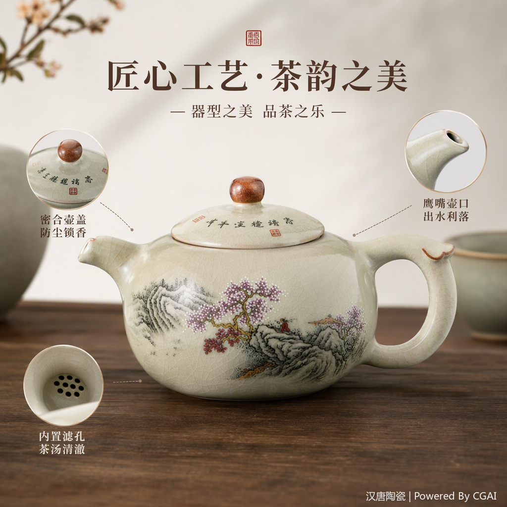 Tetera de cerámica multifuncional hogar uso diario tienda general conjunto de juegos de té simples suministros de juegos de té details Picture