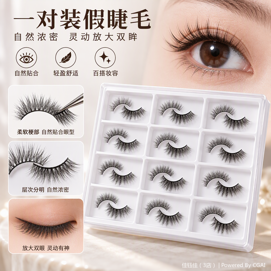 Natural thick false eyelashes, long-lasting anti-smudging, professional beauty tools, easily create charming eye makeup Item Picture
