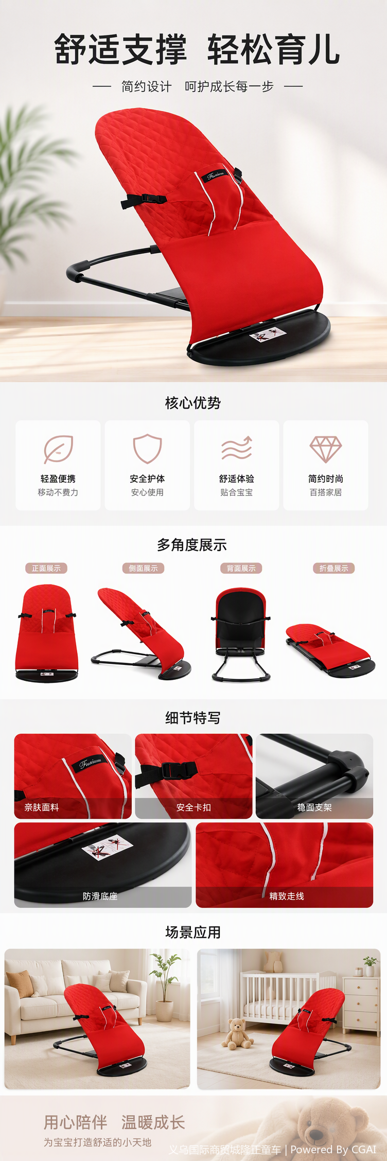 Multi-functional baby cradle, rocking chair, stroller, shoulder strap seat, mother and baby products, safe, comfortable and applicable new design pic 1