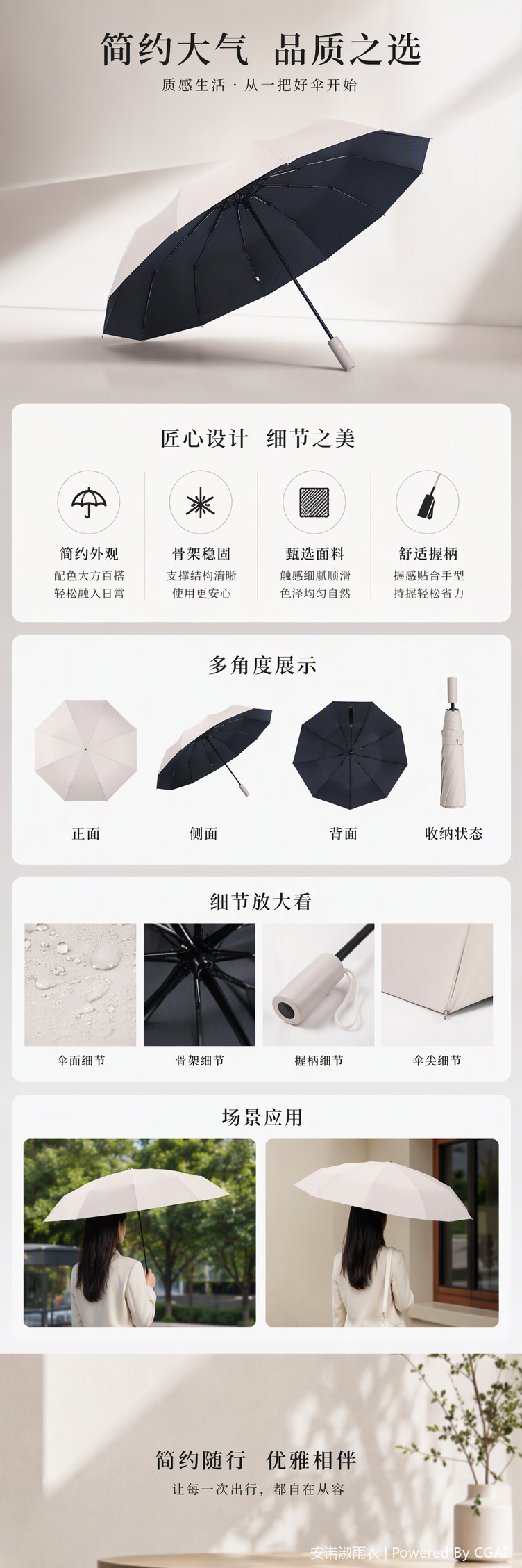 This multi-functional windproof and sunshade umbrella is rainproof, durable, portable and suitable for both weather and rain. It is a unisex model pic 1