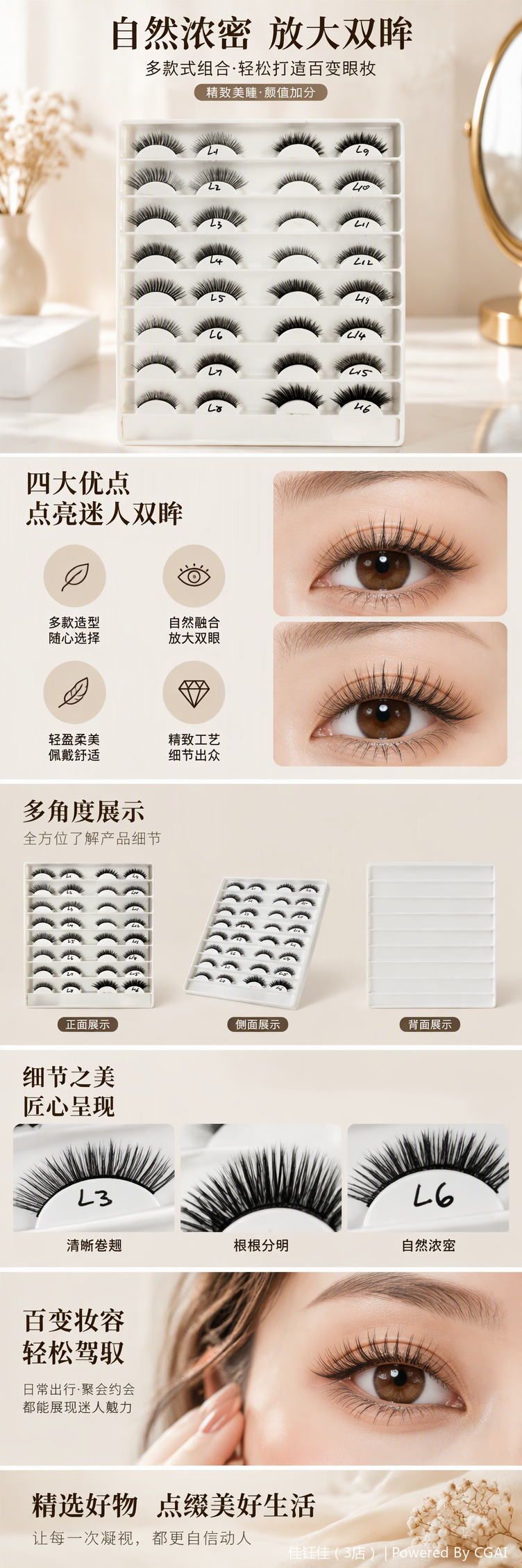 Natural thick false eyelash makeup tool, long-lasting, slender and thick natural makeup look, suitable for multiple styles pic 1