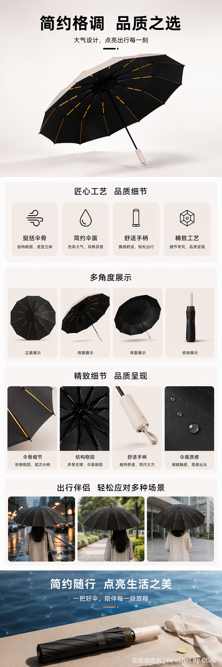 This multi-functional windproof and sunshade umbrella is lightweight and durable, suitable for both sunny and rainy days. It offers protection against rain, sun, wind and ultraviolet rays, and is unisex pic 1