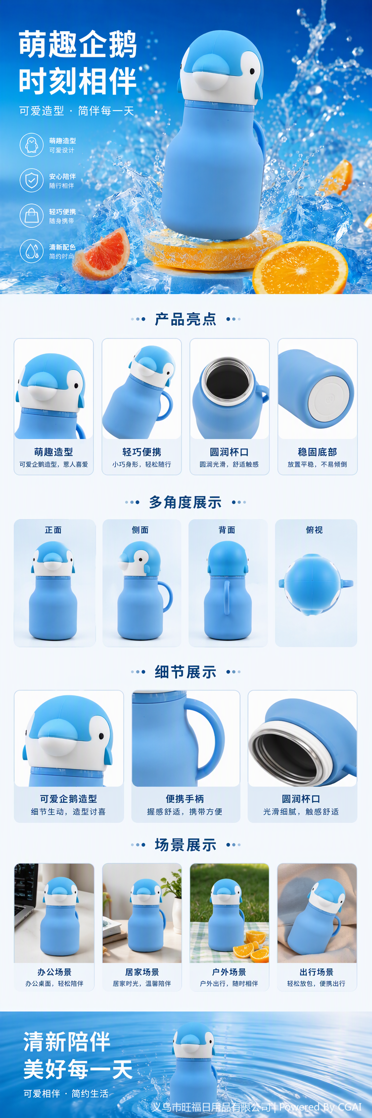 New daily necessities for both domestic and foreign trade wholesale, cartoon insulated cups, blue dolphin-shaped water cups, tea sets, creative tea cups, gifts and promotional items pic 1