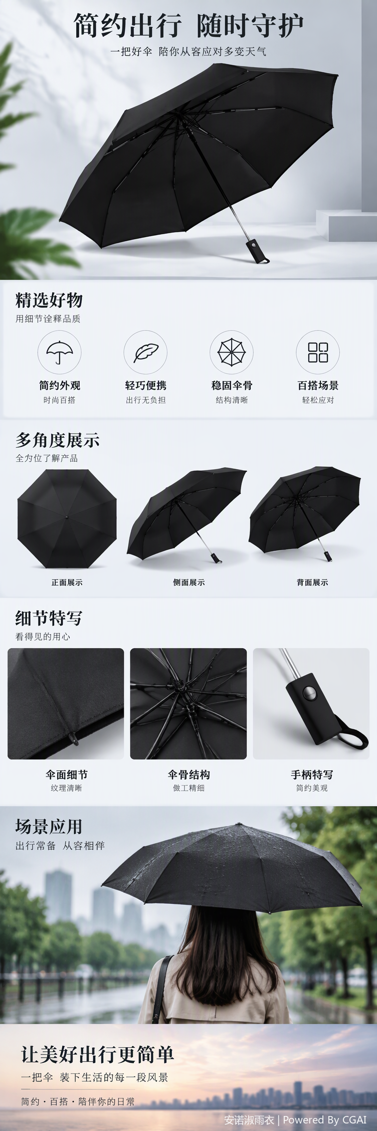 This multi-functional windproof, sunshade and rainproof portable umbrella is lightweight and can withstand wind, rain and other weather conditions. It is suitable for both men and women pic 1