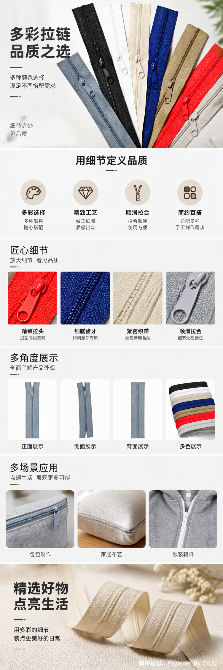 High-quality zipper leather textile accessories are durable, fashionable and available in multiple colors, suitable for clothing, luggage and accessories pic 1